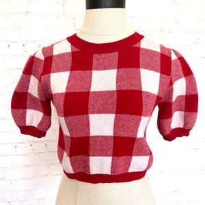 Wild Honey - Gingham Print - Red & White Crop Sweater Top - Size Medium